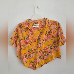 Urban Outfitters Floral Yellow Crop Top